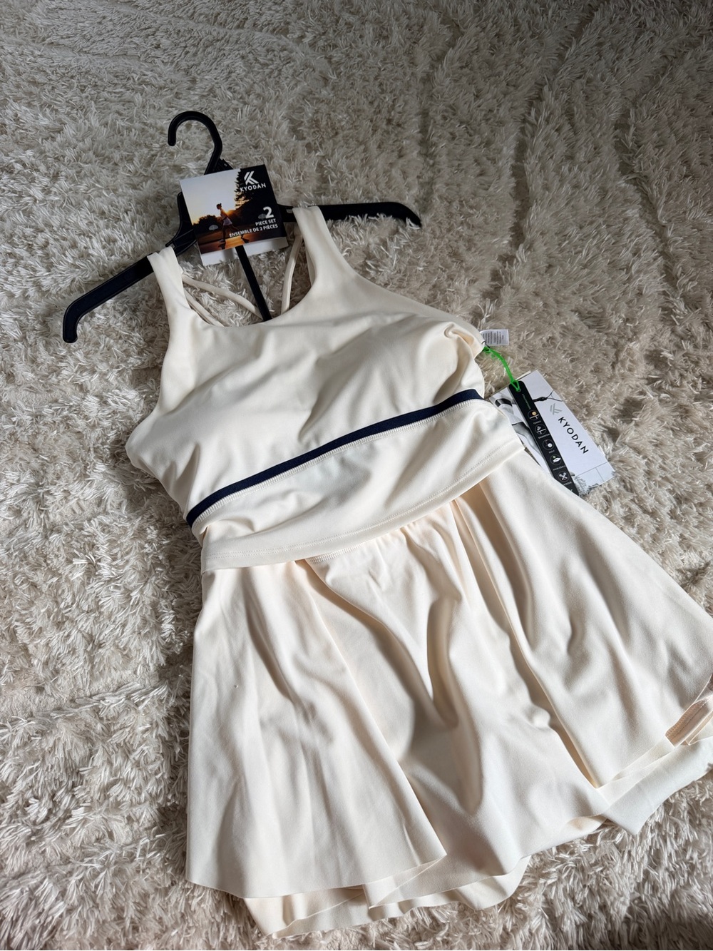 Kyodan Cream Mini Skirt Set with Navy Trim